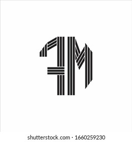 FM Logo monogram outline style linked isolated on white background