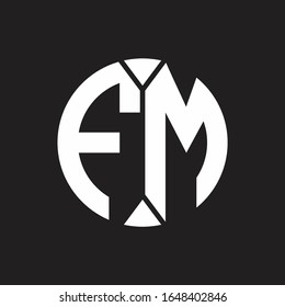 Monograma de logotipo FM con estilo de cinta circular