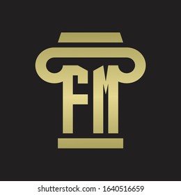 FM Logo monogram with pillar style design template with gold colors