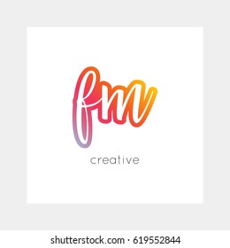 FM logo, vector. Useful as branding, app icon, alphabet combination, clip-art.