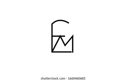 FM MF abstract vectorlogo monogram template