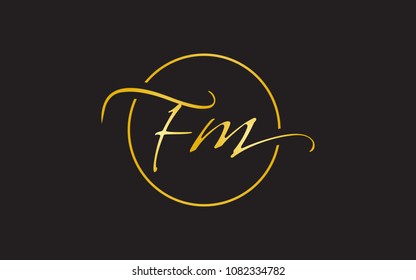 FM MF Circular Cursive Letter Initial Logo Design