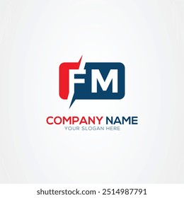 FM ou MF Creative Modern Letters Elemento de Design de Logotipo