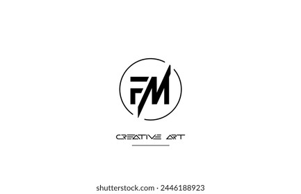 FM, MF, F, M letras abstractas logo monograma