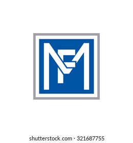 FM MF initial company, blue square frame