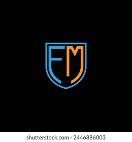 FM, MF letter logo design template