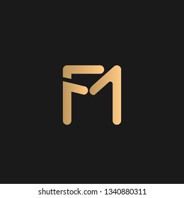 FM or MF logo vector. Initial letter logo, golden text on black background