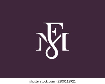 FM or MF monogram logo with a combination of organic and serif fonts and a classic modern elegant style. Luxurious, mature and beautiful logo. Suitable for wedding, personal, fashion, etc.