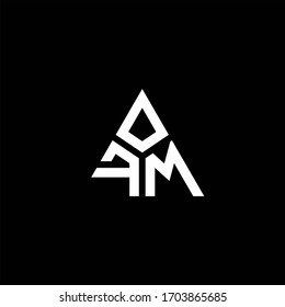 Logotipo de monograma FM con forma de 3 piezas aisladas en la plantilla de diseño triangular
