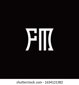 FM monogram logo with curved side style design template