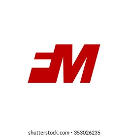 FM negative space letter logo red