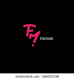 FM pink initial handwriting black background