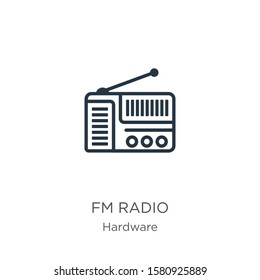 Fm radio icon. Thin linear fm radio outline icon isolated on white background from hardware collection. Line vector sign, symbol for web and mobile