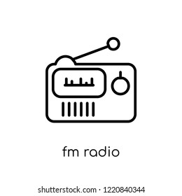 FM Radio icon. Trendy modern flat linear vector FM Radio icon on white background from thin line hardware collection, editable outline stroke vector illustration