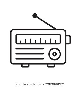 FM Radion Icon Vector Outline Stroke Black and White