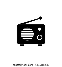 Fm Am Retro Radio, Audio Tuner Silhouette. Flat Vector Icon illustration. Simple black symbol on white background. Fm Am Retro Radio Tuner Silhouette sign design template for web and mobile UI element