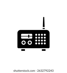 Fm Am Retro Radio, Audio Tuner Silhouette Solid Flat Vector Icon Isolated on White Background.