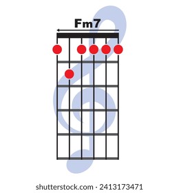 Fm7  guitar chord icon. Basic guitar chord vector illustration symbol design