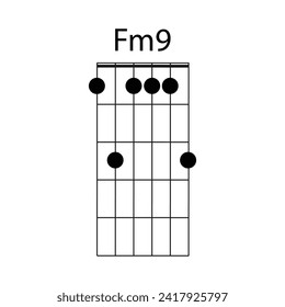Fm9 guitar chord icon vector illustration design