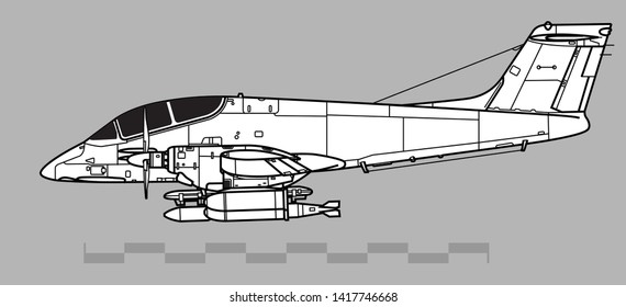 FMA IA-58 PUCARA. Outline vector drawing