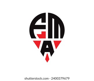 diseño de logotipo de la forma de ubicación de la carta FMA