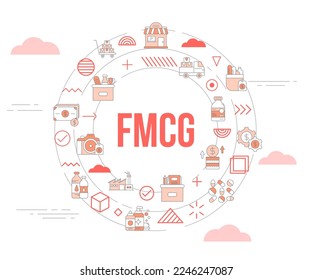 fmcg fast moving consumer goods concept with icon set template banner and circle round shape