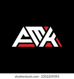 Diseño del logotipo de la letra triangular FMK con forma triangular. Monograma de diseño del logotipo del triángulo FMK. Plantilla de logotipo vectorial de triángulo FMK con color rojo. Logo triangular de FMK Diseño sencillo, elegante y lujoso.