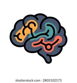 fMRI Brain Cognitive Mapping Scan Icon for Neurology