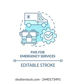 FMS for emergency services soft blue concept icon. Public safety, specialized equipment. Round shape line illustration. Abstract idea. Graphic design. Easy to use in infographic, presentation