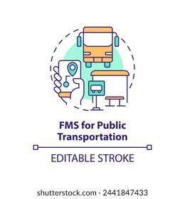 FMS for public transportation multi color concept icon. Urban mobility, city logistics. Round shape line illustration. Abstract idea. Graphic design. Easy to use in infographic, presentation