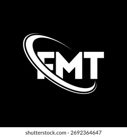 FMT-Logo. FMT-Brief. Logo-Design für FMT-Buchstaben. Initialen FMT-Logo mit Kreis und Großbuchstaben-Monogramm-Logo verbunden. FMT-Typografie für Technologie, Business und Immobilien Marke.