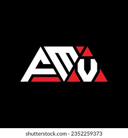 FMV triangle letter logo design with triangle shape. FMV triangle logo design monogram. FMV triangle vector logo template with red color. FMV triangular logo Simple, Elegant, and Luxurious design.