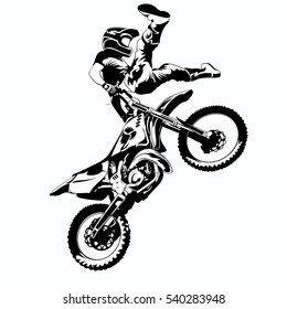 FMX, trick rider, on a white background, isolated eps 10