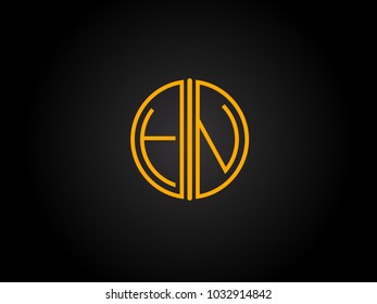 FN Circle Shape golden yellow Letter logo Design
