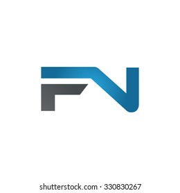 FN company linked letter logo blue