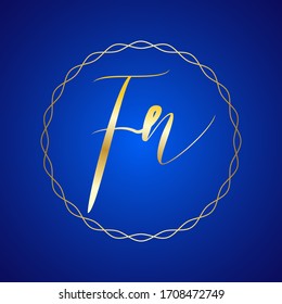 FN. F and N, Beauty round vector initial logo, handwriting logo of initial signature, wedding, fashion, jewelry,  with creative template for any company or business.
