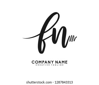 FN Initial Handwriting Logo Template Vector