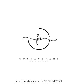 FN initial handwriting logo template vector