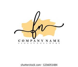FN Initial handwriting logo vector