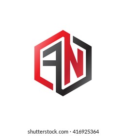 FN initial letters loop linked hexagon logo red black