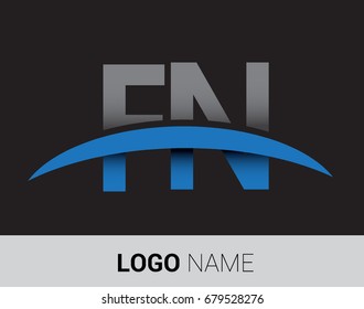 FN initial logo company name colored grey and blue swoosh design.