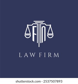 Monograma inicial de FN para el logotipo del bufete de abogados con Imagen de Vector de escalas