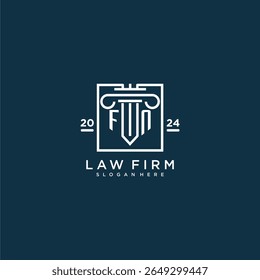 FN initial monogram logo for lawfirm with pillar design in creative square