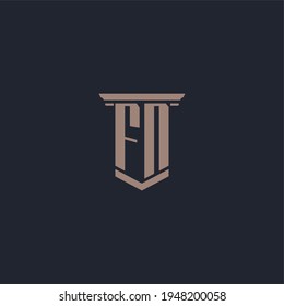 FN initial monogram logo with pillar style design