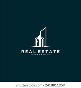 FN initial monogram logo real estate with building style design vector