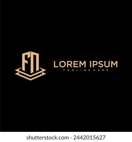 FN initial monogram logo real estate with creative building style design vector