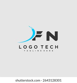 FN initial monogram for technology logo design