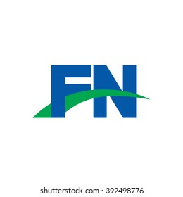 FN initial overlapping swoosh letter logo blue green