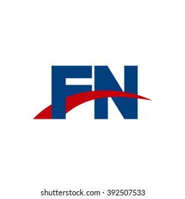 FN initial overlapping swoosh letter logo blue red