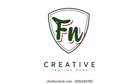 Iniciales FN, vector de logotipo de escritura a mano
